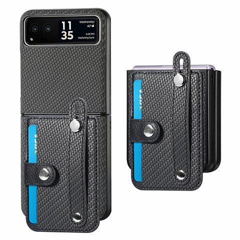 Funda Silicona Goma de Cuero Carcasa SD9 para Motorola Moto Razr 40 5G Negro