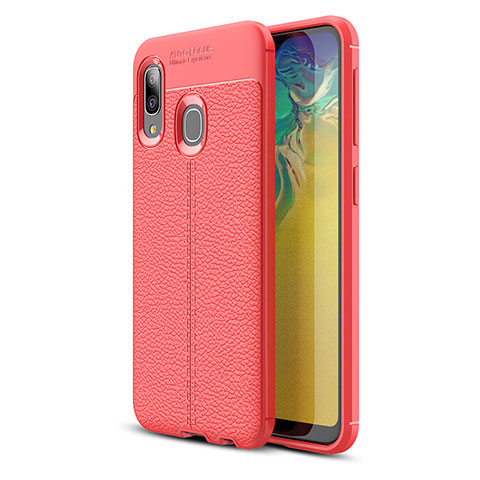 Funda Silicona Goma de Cuero Carcasa WL1 para Samsung Galaxy A20e Rojo