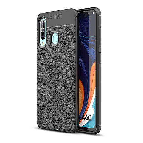 Funda Silicona Goma de Cuero Carcasa WL1 para Samsung Galaxy A60 Negro