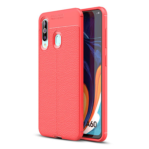 Funda Silicona Goma de Cuero Carcasa WL1 para Samsung Galaxy A60 Rojo