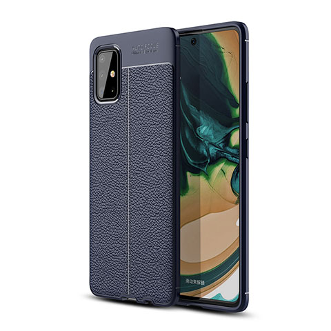 Funda Silicona Goma de Cuero Carcasa WL1 para Samsung Galaxy A71 5G Azul