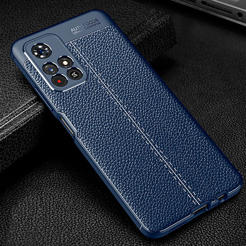 Funda Silicona Goma de Cuero Carcasa WL1 para Xiaomi Poco M4 Pro 5G Azul