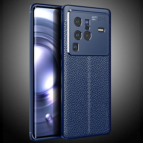 Funda Silicona Goma de Cuero Carcasa WL2 para Vivo X80 Pro 5G Azul