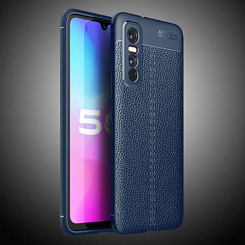 Funda Silicona Goma de Cuero Carcasa WL2 para Vivo Y73s 5G Azul