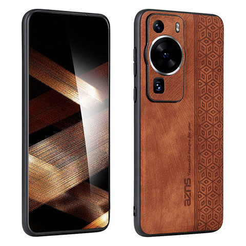 Funda Silicona Goma de Cuero Carcasa YZ1 para Huawei P60 Pro Marron