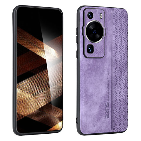 Funda Silicona Goma de Cuero Carcasa YZ1 para Huawei P60 Purpura Claro