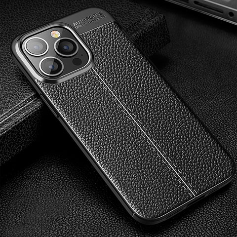 Funda Silicona Goma de Cuero Carcasa Z01 para Apple iPhone 13 Pro Negro