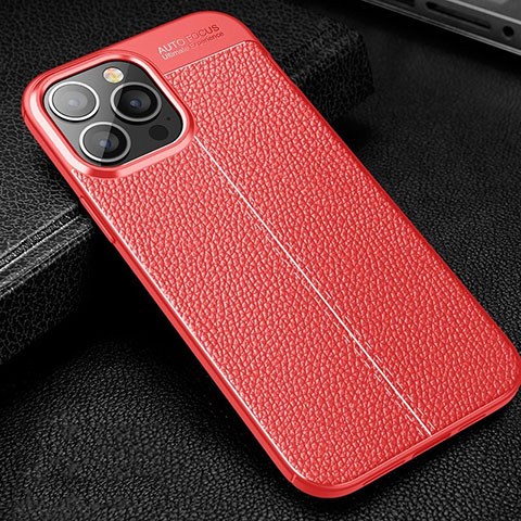 Funda Silicona Goma de Cuero Carcasa Z01 para Apple iPhone 13 Pro Rojo