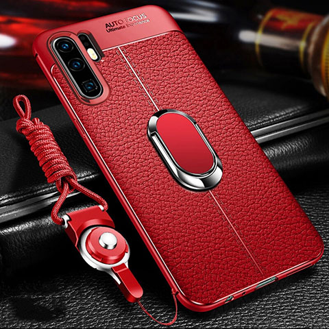 Funda Silicona Goma de Cuero Carcasa Z02 para Huawei P30 Pro New Edition Rojo