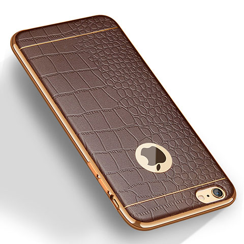 Funda Silicona Goma de Cuero para Apple iPhone 6 Plus Marron