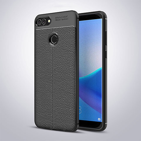 Funda Silicona Goma de Cuero para Huawei Enjoy 8 Plus Negro