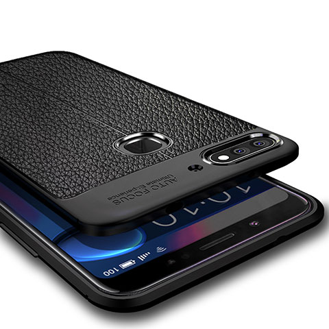 Funda Silicona Goma de Cuero para Huawei Honor 7C Negro