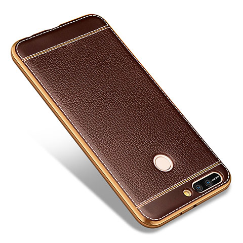 Funda Silicona Goma de Cuero para Huawei Honor V9 Marron