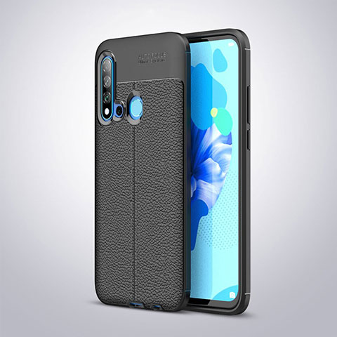 Funda Silicona Goma de Cuero para Huawei Nova 5i Negro