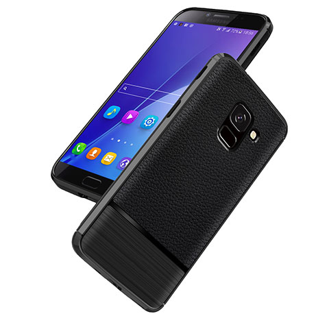 Funda Silicona Goma de Cuero Q01 para Samsung Galaxy J6 (2018) J600F Negro