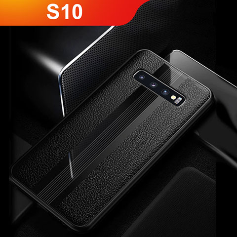 Funda Silicona Goma de Cuero Q01 para Samsung Galaxy S10 Negro