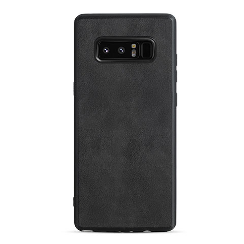 Funda Silicona Goma de Cuero R05 para Samsung Galaxy Note 8 Duos N950F Negro