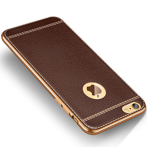 Funda Silicona Goma de Cuero W01 para Apple iPhone 6 Plus Marron