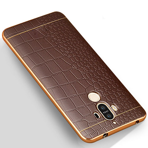 Funda Silicona Goma de Cuero W01 para Huawei Mate 9 Marron