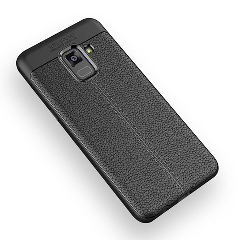 Funda Silicona Goma de Cuero W01 para Samsung Galaxy A5 (2018) A530F Negro