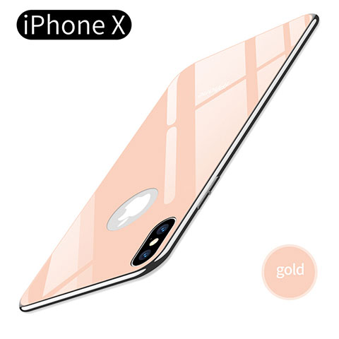 Funda Silicona Goma Espejo para Apple iPhone X Oro