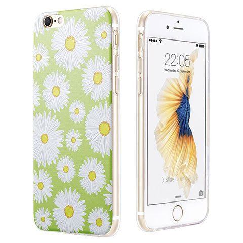 Funda Silicona Goma Flores para Apple iPhone 6 Verde