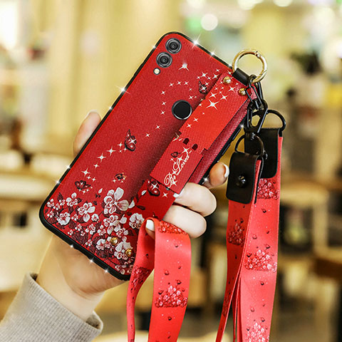 Funda Silicona Goma Flores S01 para Huawei Honor View 10 Lite Rojo