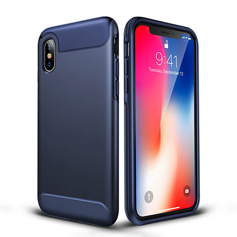 Funda Silicona Goma Mate para Apple iPhone X Azul