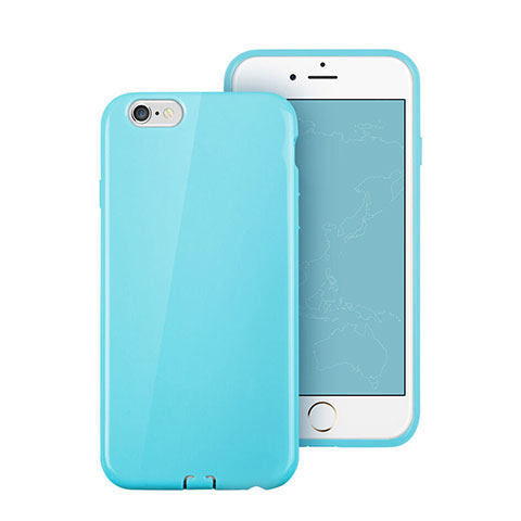 Funda Silicona Goma para Apple iPhone 6 Azul Cielo