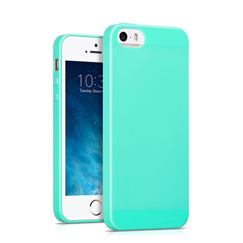 Funda Silicona Goma para Apple iPhone SE Cian