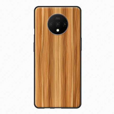 Funda Silicona Goma Patron de Grano de Madera para OnePlus 7T Naranja