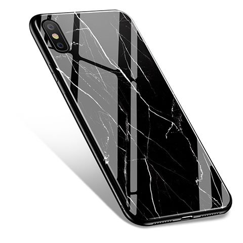 Funda Silicona Goma Patron de Marmol para Apple iPhone Xs Max Negro