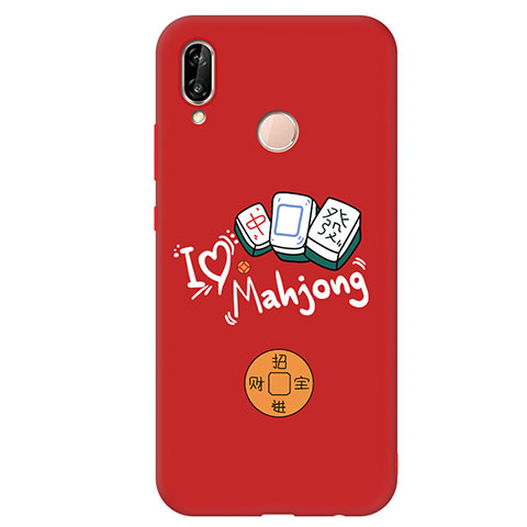 Funda Silicona Goma Patron de Moda Carcasa S01 para Huawei Nova 3e Rojo