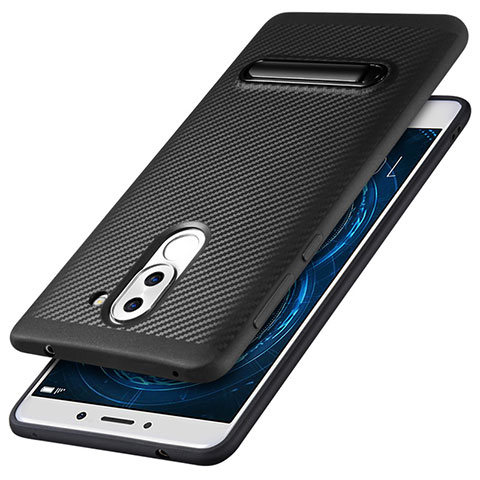 Funda Silicona Goma Twill con Soporte para Huawei GR5 (2017) Negro