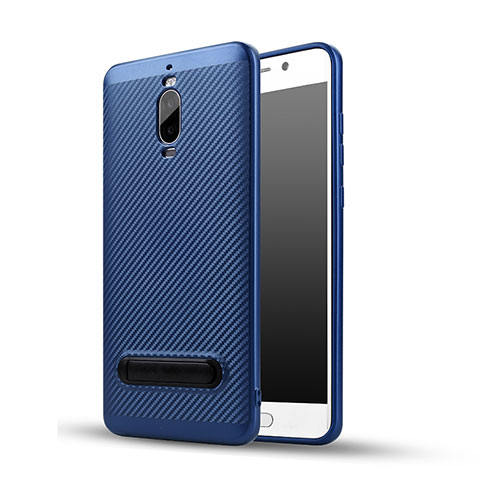 Funda Silicona Goma Twill con Soporte para Huawei Mate 9 Pro Azul