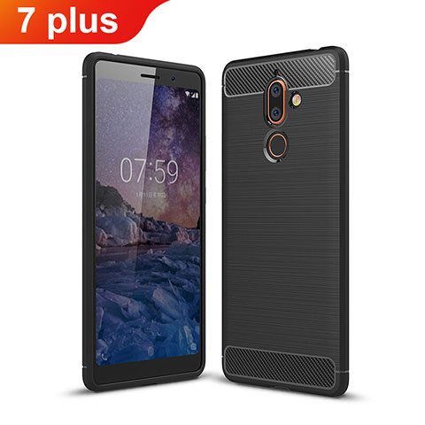 Funda Silicona Goma Twill para Nokia 7 Plus Negro