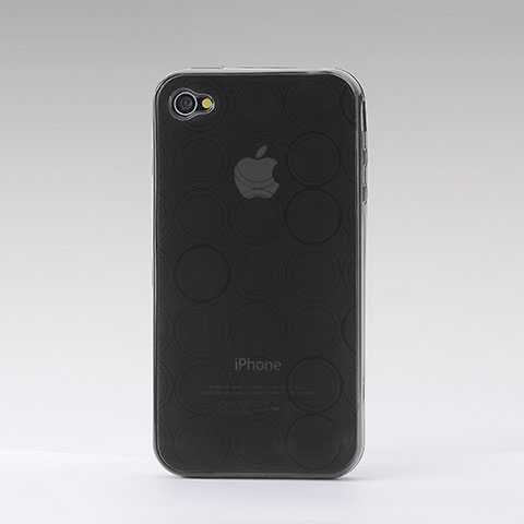 Funda Silicona Transparente Circulo para Apple iPhone 4 Gris