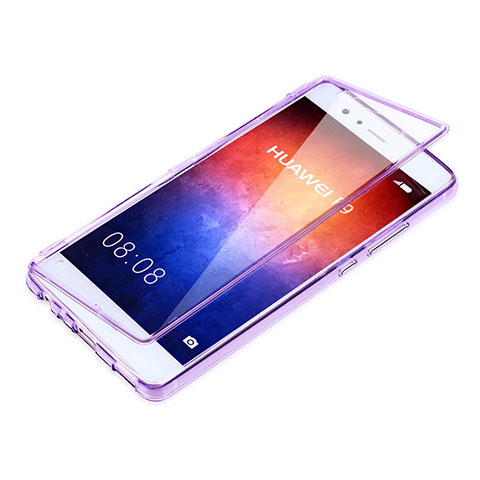 Funda Silicona Transparente Cubre Entero para Huawei P9 Morado