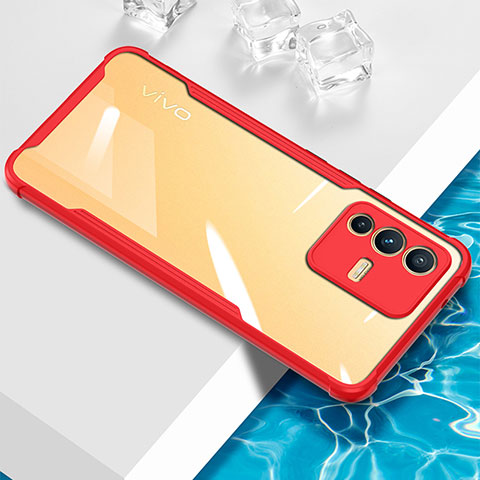 Funda Silicona Ultrafina Carcasa Transparente BH1 para Vivo V23 Pro 5G Rojo