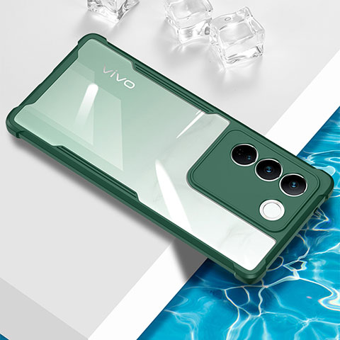 Funda Silicona Ultrafina Carcasa Transparente BH1 para Vivo V27 5G Verde