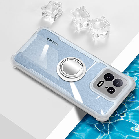 Funda Silicona Ultrafina Carcasa Transparente con Magnetico Anillo de dedo Soporte BH1 para Xiaomi Mi 13 5G Blanco