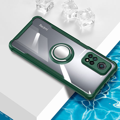 Funda Silicona Ultrafina Carcasa Transparente con Magnetico Anillo de dedo Soporte BH1 para Xiaomi Redmi K30S 5G Verde