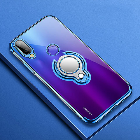 Funda Silicona Ultrafina Carcasa Transparente con Magnetico Anillo de dedo Soporte S01 para Huawei Nova 3e Azul