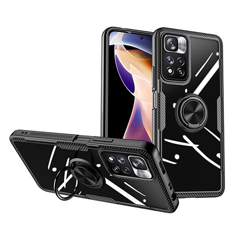 Funda Silicona Ultrafina Carcasa Transparente con Magnetico Anillo de dedo Soporte ZL1 para Xiaomi Mi 11i 5G (2022) Negro