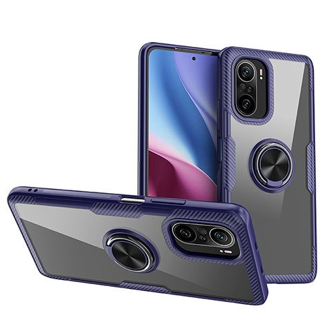 Funda Silicona Ultrafina Carcasa Transparente con Magnetico Anillo de dedo Soporte ZL1 para Xiaomi Mi 11X Pro 5G Azul