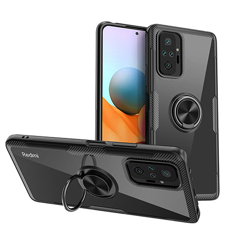 Funda Silicona Ultrafina Carcasa Transparente con Magnetico Anillo de dedo Soporte ZL1 para Xiaomi Redmi Note 10 Pro Max Negro