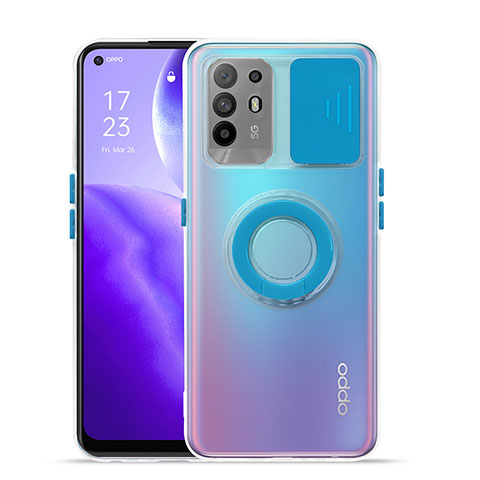 Funda Silicona Ultrafina Carcasa Transparente con Soporte para Oppo A94 5G Azul