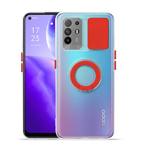 Funda Silicona Ultrafina Carcasa Transparente con Soporte para Oppo A94 5G Rojo