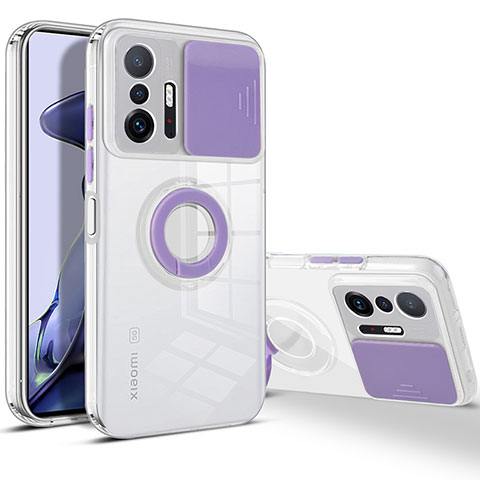 Funda Silicona Ultrafina Carcasa Transparente con Soporte para Xiaomi Mi 11T 5G Morado