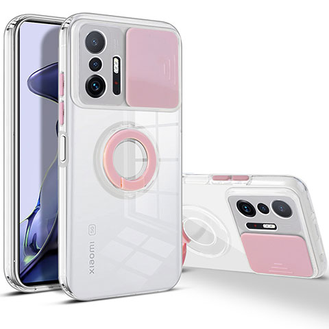 Funda Silicona Ultrafina Carcasa Transparente con Soporte para Xiaomi Mi 11T 5G Rosa